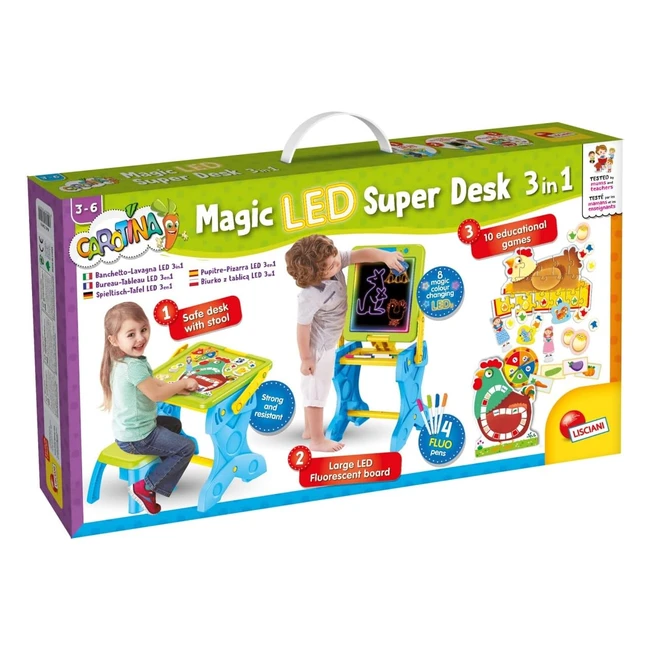 Carotina Pupitre Pizarra con Luces LED - Super Kit Educativo Preescolar