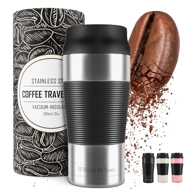 Thermo Kaffee To-Go Becher auslaufsicher spülmaschinenfest und BPA-frei 360 ml heiß und kalt vakuumisoliert Edelstahl Reisebecher Thermoisolierter Trinkbecher für Tee oder Kaffee