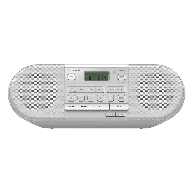 Panasonic RXD550 Powerful Portable FM Radio with Bluetooth USB CD 20W - White