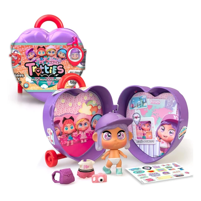 Trotties Mini Emma with Trolley and Small Suitcase - 1 Doll with Clothes and Accessories - 2 Background Scenarios and Stickers - Store and Take Anywhere - 4 Models