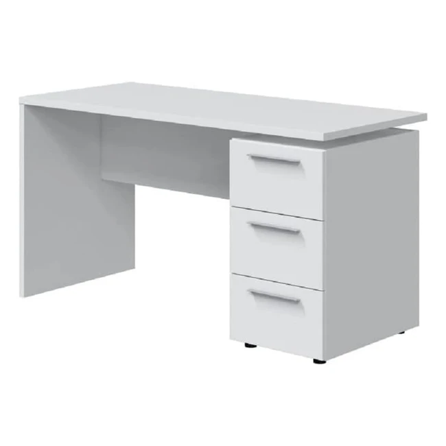 Schreibtisch mit Kommode, 138 x 74 x 60 cm, Weiß, Stoß- und kratzfest