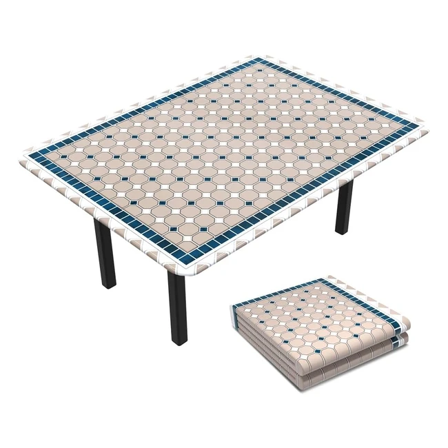 Vounot Tischdecke Outdoor Elastisch Rechteckig 180x114 cm Khaki Blau - Wetterfest, Abwaschbar, Abwischbar
