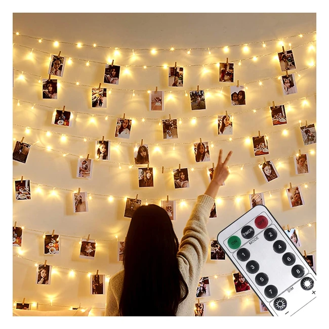 Guirlande Photo 10m 100 LED 8 Modes USB ou Alimentée par Batterie - Décoration Chambre