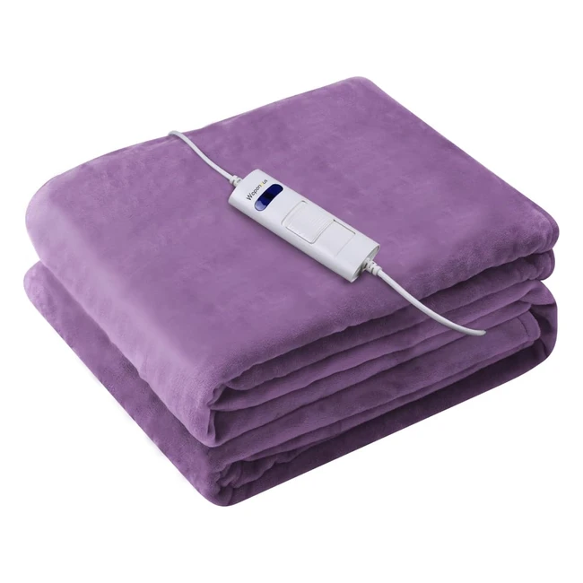 Coperta Elettrica Wapaneus con 6 Livelli di Riscaldamento - Morbida e Riscaldata in Peluche - Lavabile in Lavatrice - 180 x 130 cm - Viola