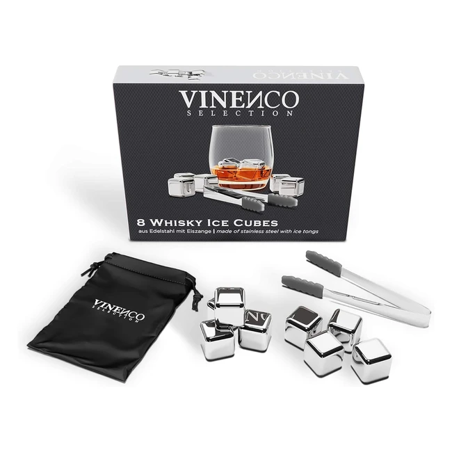 Whisky Steine Set Edelstahl Eiswrfel Zange Stoffbeutel Whiskey Ice Cubes 