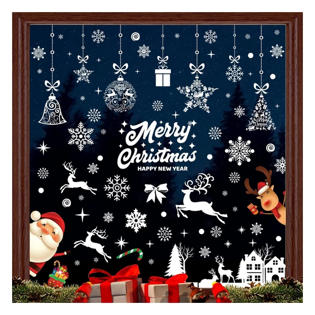 Stickers Noël Fenêtre Réutilisables PVC - Décoration Flocon de Neige - 197 Motifs - Facile à Utiliser