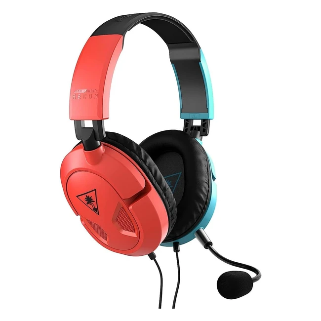 Cuffie da gioco Turtle Beach Recon 50 RosseBlu - Design ultraleggero - Alta qualità audio - Compatibili con Nintendo Switch, PS5, PS4, Xbox Series XS, Xbox One e PC