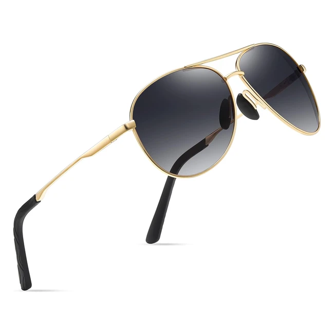 Lunettes de soleil homme pilote polarisées, style classique, légères, verres anti-reflets