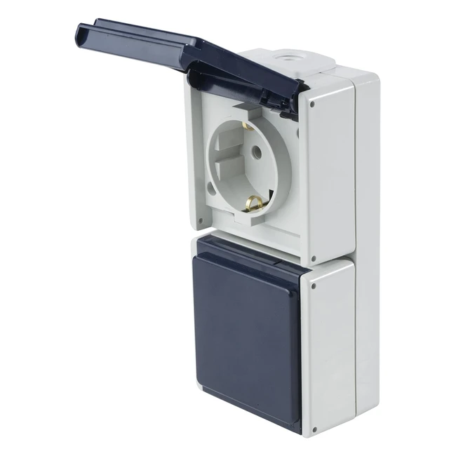 Schwabe Aufputz Steckdose 2-fach senkrecht, IP 54, grau - 62462