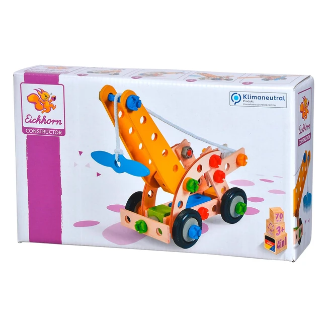 Eichhorn Grue Mobile 4 en 1 - Jeu de Construction Bois 65 pièces