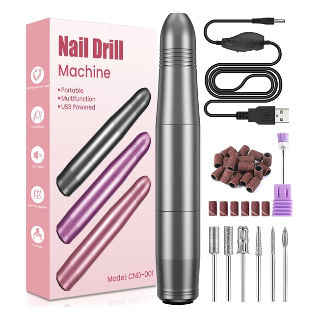 Portable Electric Nail Drill - Professional E-File for Acrylic and Gel Nails - 20000rpm Manicure Pedicure Set