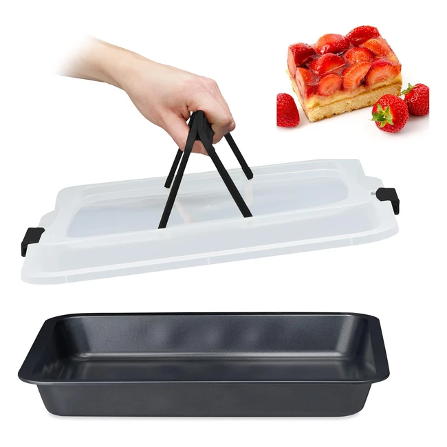 Teglia con Coperchio Contenitore Rettangolare 3in1 LXP 40x33 cm Nero/Grigio