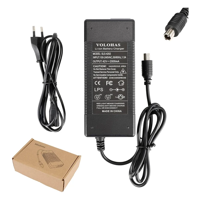 Chargeur de batterie pour trottinette Volohas 42V 2A - Xiaomi M365/Segway Ninebot - Rapide et sûr