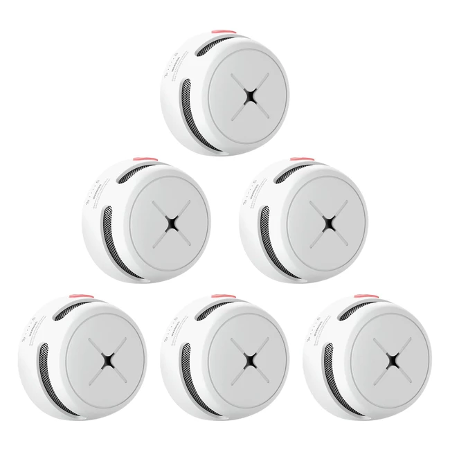 Rauchmelder 6er Set Aegislink S500 - 10 Jahre Batterie - Mini Feuermelder mit Teststummschalttaste