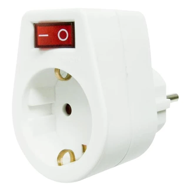 Adaptador Garza Power con Toma de Tierra y Interruptor - Blanco