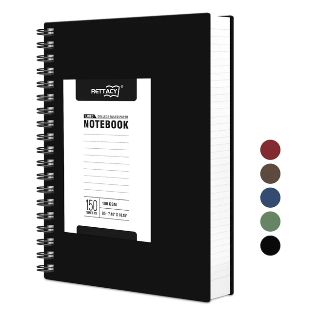 Rettacy B5 Wirebound Notebooks - 150 Sheets, 300 Pages - PVC Retro Cover - College Ruled Paper - 19x25cm