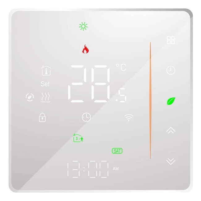 Termostato WiFi per caldaia gastermostato intelligente 220v con schermo LCD touch button retroilluminato - Bianco