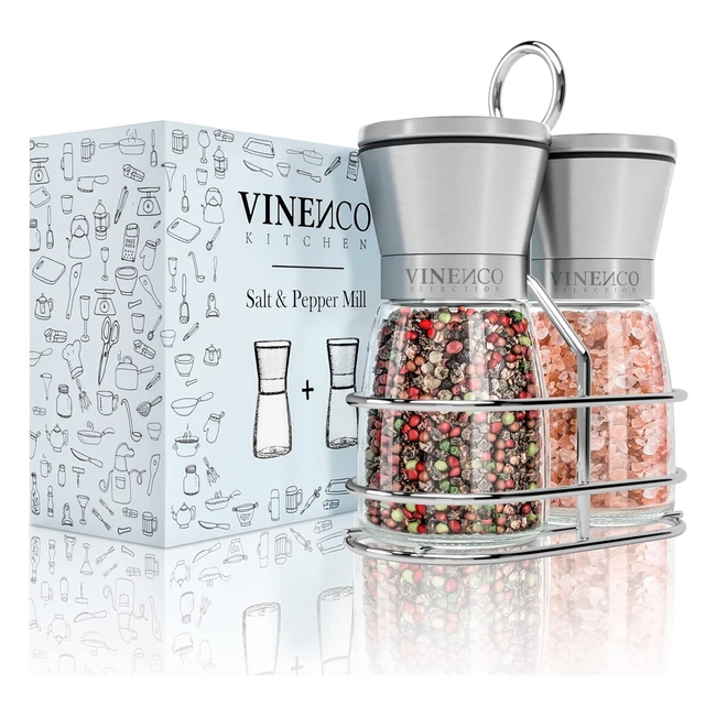Salz- und Pfeffermhlen-Set 2-teilig mit Keramikmahlwerk nachfllbares Design