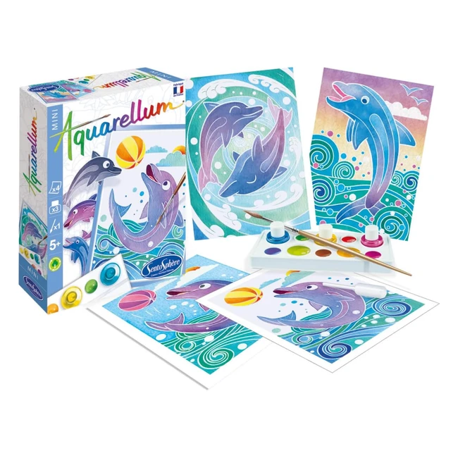 Kit Peinture Aquarellum Mini Dauphins - 4 Planches - Peinture Aquarellable Magique