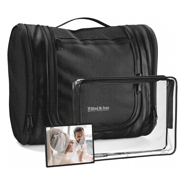 Kulturbeutel Kosmetiktasche mit Haken transparente Reisetasche Spiegel - XXL K