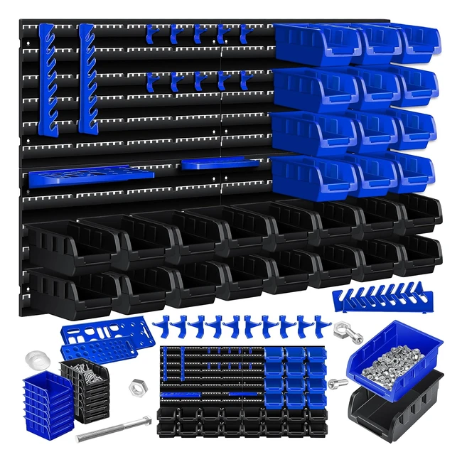 MASKO Wandregal Stapelboxen Werkzeughalter 45-teiliges Set erweiterbares Werksta