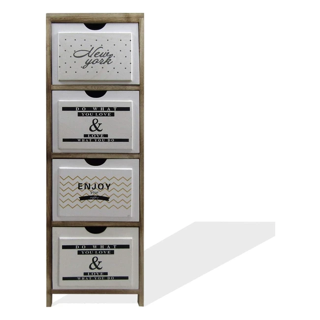 Cassettiera Rebecca Montata Comodino 4 Cassetti Marrone Chiaro Bianco Nero Legno Stile Scandinavo 97x30x24cm