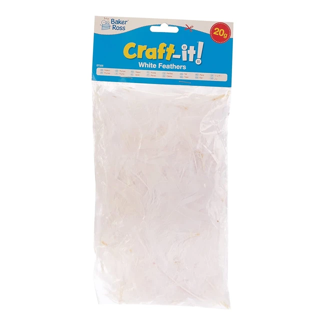 Sac de 20g de plumes blanches Baker Ross - Matériel créatif pour enfants et adultes