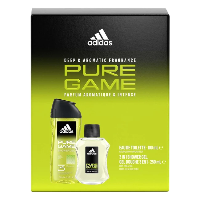 Adidas Pure Game Giftset - Eau de Toilette, Shower Gel, 175ml (Pack of 2)