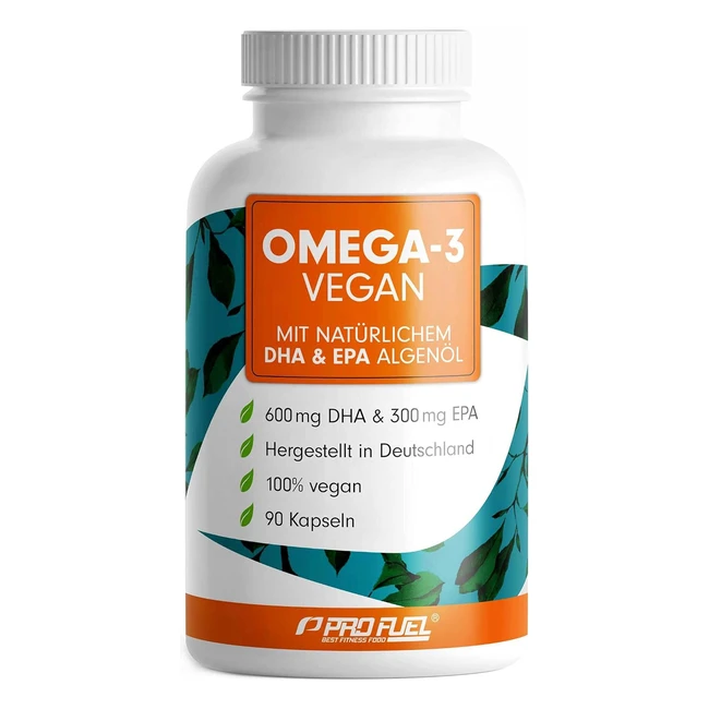 Vegan Omega3 Algenöl 1100 mg - Hochdosiert - 300 EPA und 600 DHA - Hochwertiges Omega-3-Öl in Kapseln - Vegan - Mit Analysezertifikat - Besser als Fischöl - Vomega