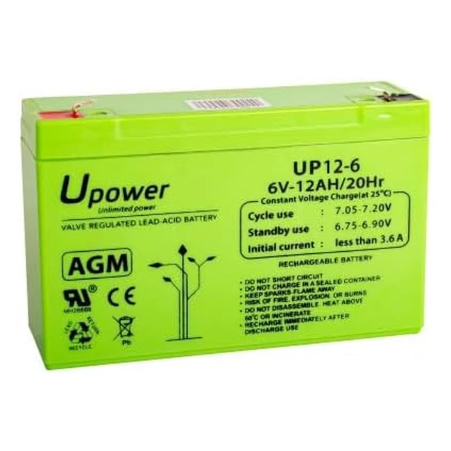 Batterie Plomb AGM 6V 12Ah - Compacte, Durable et Sans Entretien