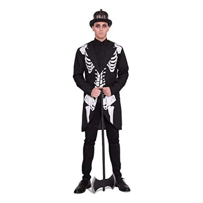 Chaqueta Esqueleto Folat 63376 - Halloween - Talla ML - Blanco y Negro