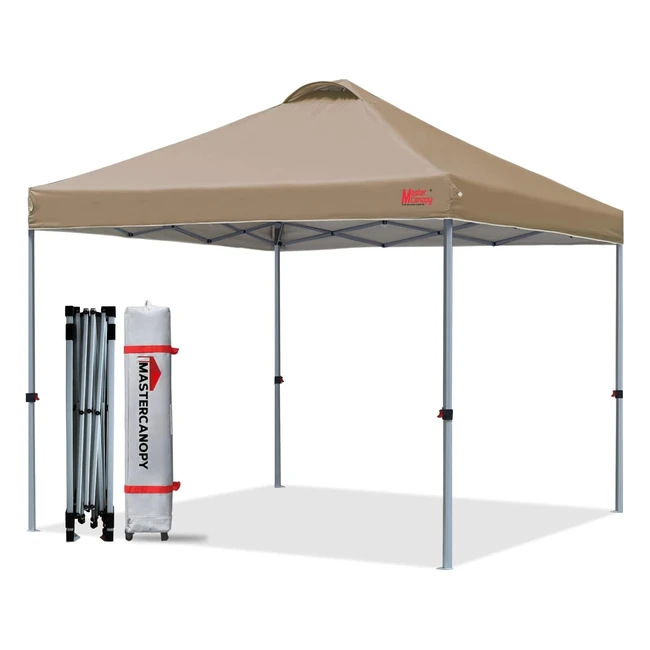 MasterCanopy Durable EZ Popup Gazebo Tent with Roller Bag - 25x25m Khaki