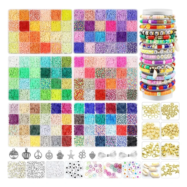 Kit de 14400pcs abalorios para pulseras 144 colores 6mm arcilla polimérica DIY joyas