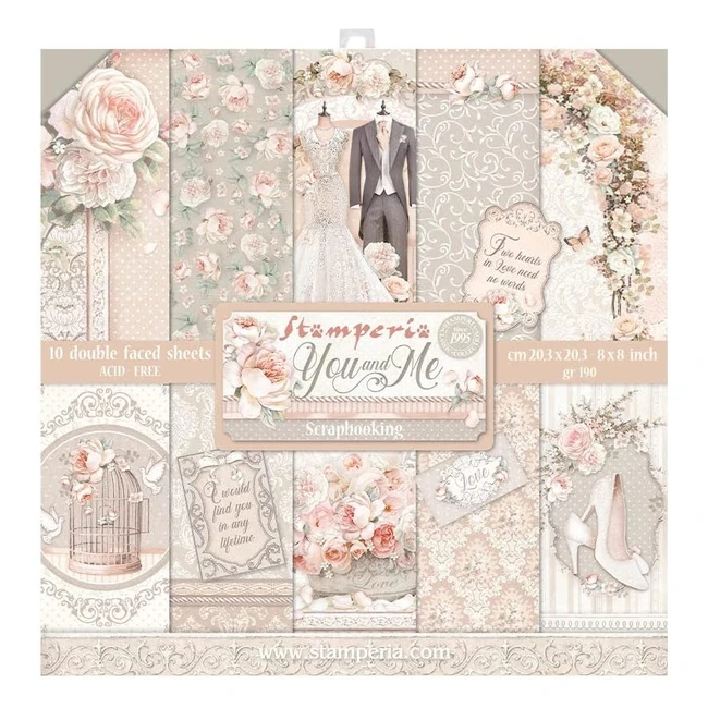 Stamperia Mini Scrapbooking You and Me Blanc OSFA - Images Romantiques - 10 Feui