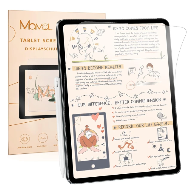2er Pack Paperfeel Bildschirmschutzfolien für iPad Pro 12,9 Zoll 2018 2020 und 2021 - Matt, zum Zeichnen, Skizzieren und Schreiben wie auf Papier - Apple Pencil kompatibel, blendfrei