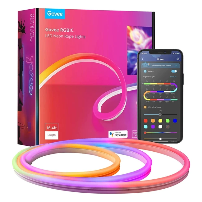 Govee Neon LED Strip 5m RGBIC - Musiksync, DIY Shape Design, Alexa & Google Assistant, 64 Modi - LED Neon für Wohnzimmer und Wand Deko