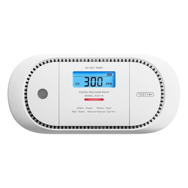 Xsense CO Alarm mit LCD Display, 5 Jahre Batterielaufzeit, Spitzenwert-Speicher