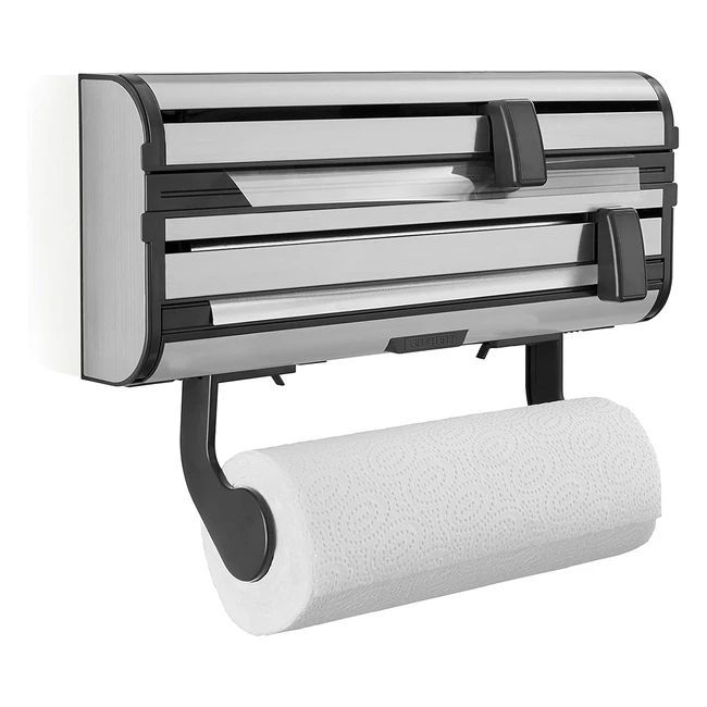 Portarrollos de Pared Leifheit Parat Royal - Organizador para 3 Rollos - Corte Limpio - Acero Inoxidable