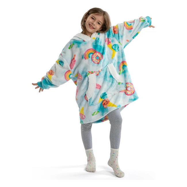 Winthome Oversized Blanket Hoodie for Kids - Super Soft Fleece Sweatshirt Blanke