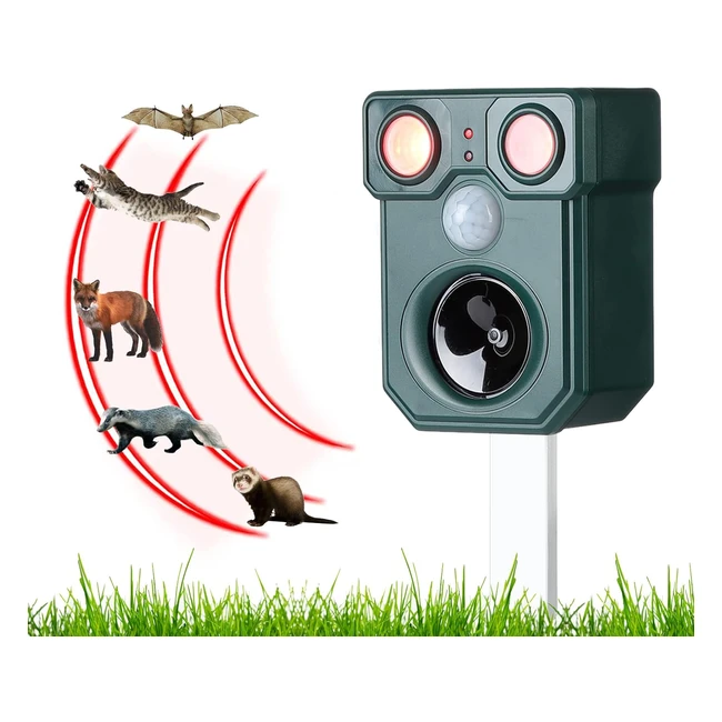 Repelente solar ultrasonico para animales - Quslitrel - Ref. 12345 - Ahuyenta gatos, perros, ciervos, mapaches, conejos, ratones