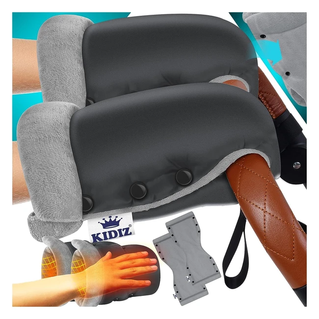 Kidiz Handwärmer Kinderwagenhandschuhe Handmuff mit warmem Plüschmaterial Fleece und Baumwollinterieur wasserdicht winddicht Handwärmer universelle Größe für alle Kinderwagen Buggys