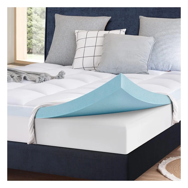 Elemuse Extra Firm Mattress Topper - Back Pain Relief - Double Bed - Hard - Washable Cover