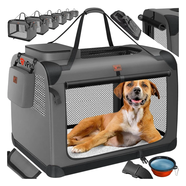 Lovpet Hundebox Hundetransportbox faltbar inkl. Hundenapf S 495x345x35cm
