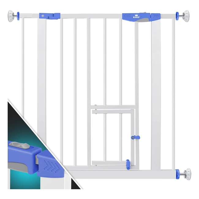 Kidiz Sicherheitstor Treppengitter Babygitter mit Tür für Hunde Katzen Haustiere, erweiterbar, kombinierbar mit Y-Spindeln, schwenkbar, blau
