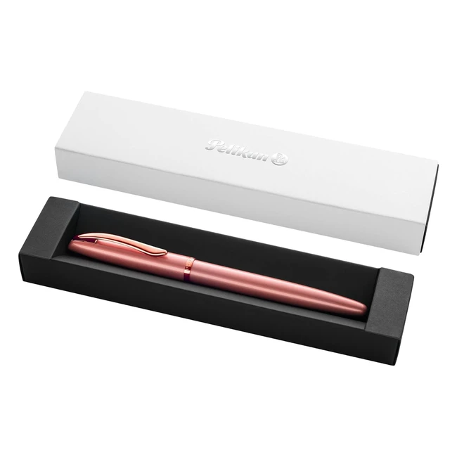 Pelikan Stilografica Jazz Noble Elegance Metallo Rose Inchiostro Blu Clip Elastica Astuccio Regalo