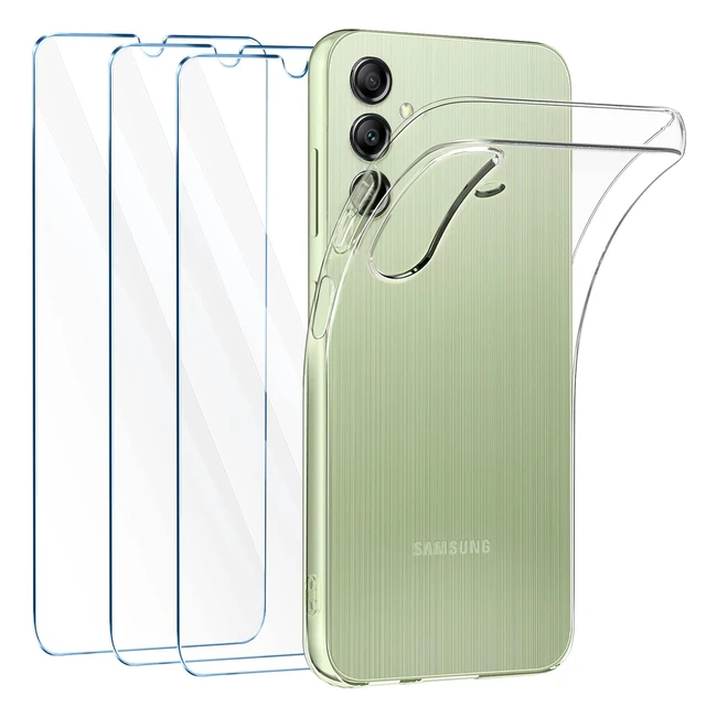 Clear Case for Samsung Galaxy A14 4G/5G - FLLAO Soft Bumper, 3 Tempered Glass Screen Protectors