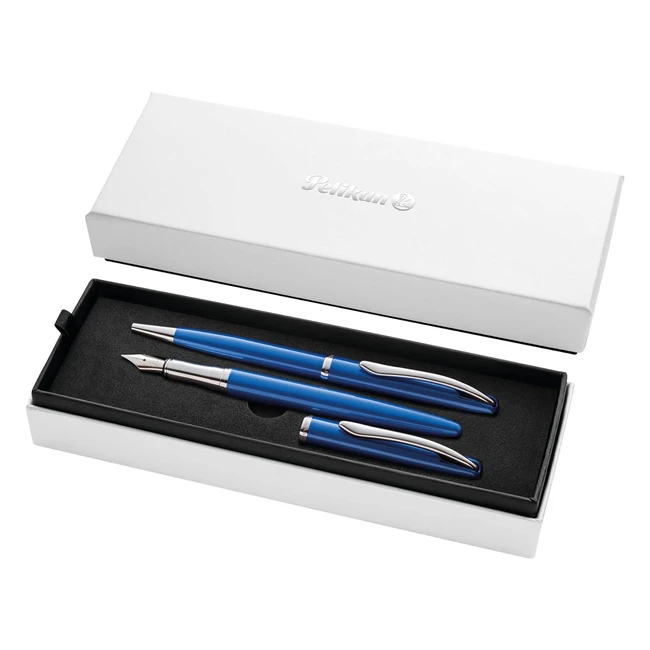 Set penna sfera e stilografica Pelikan Jazz Noble Elegance in metallo sapphire, inchiostro blu