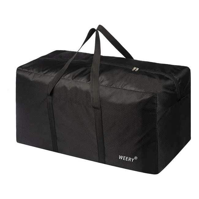 Weery Large Travel Duffle Bag 96L - Waterproof, Lightweight, Foldable - Black
