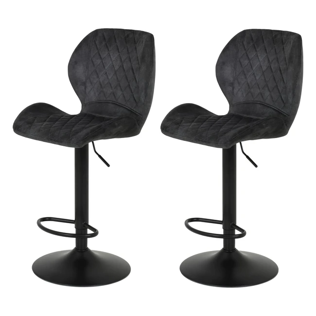 Apollo 2er Set Barhocker Bistorhocker Laila Microfaser Anthrazit Metallfuß Höhenverstellbar mit Lift Trompetenfuß 360° drehbar