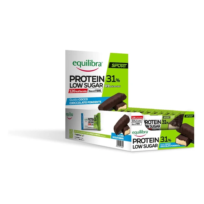 Equilibra Barretta Protein 31 Low Sugar Cocco Cioccolato Fondente - 24 barrette da 35g